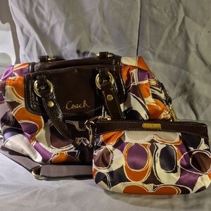 Coach Purple and Orange Shoulder Bag Set